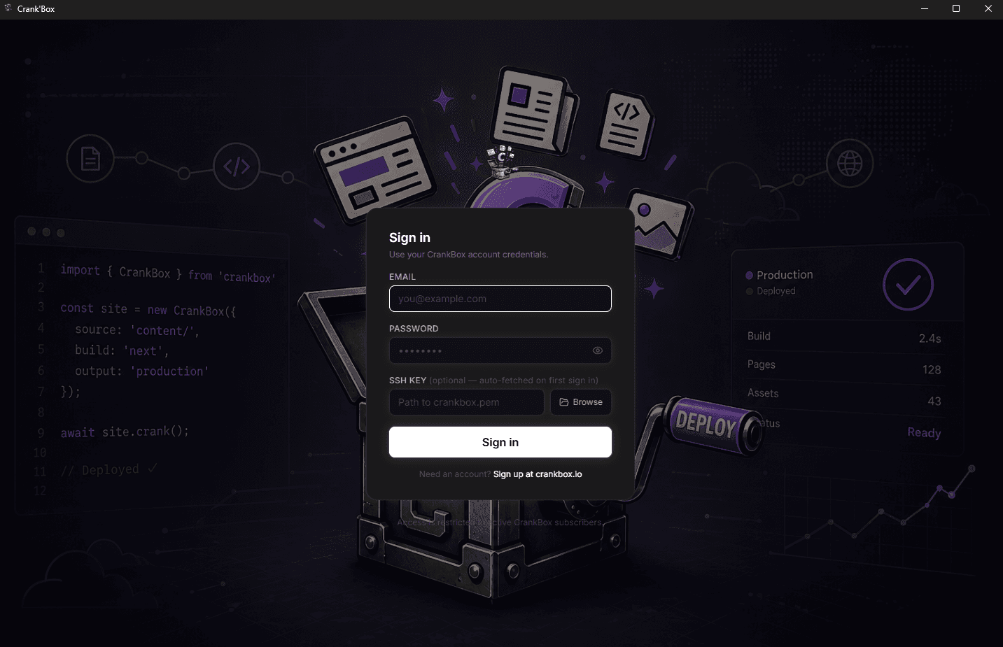 Crank'Box: a desktop publishing platform for multi-site news brands — product screenshot